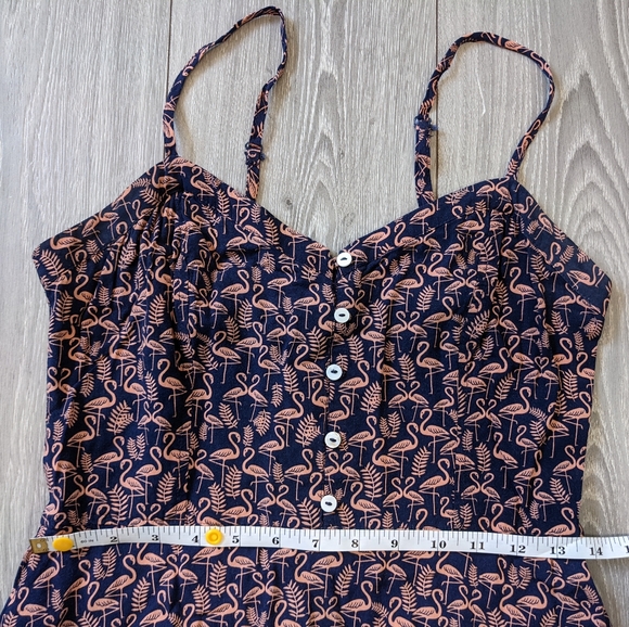 Dynamite Navy and Peach Flamingo Print Sun Dress - Picture 4 of 4